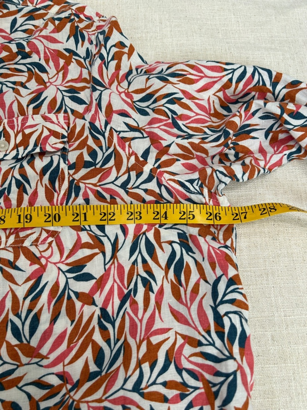 Lands' End A Line Linen Tunic Women’s XL Floral Leaf Print Button Up Resort Wear - Picture 12 of 16